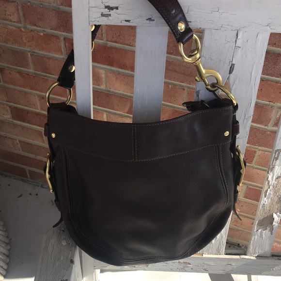 Coach Carly Brown Leather Satchel Hobo - Picture 4 of 10